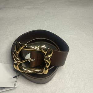 Zara Tan Belt with Gold Twisted Buckle